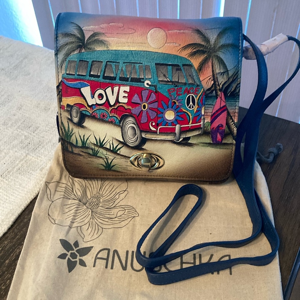 Anuschka Colorful Peace Van Crossbody Bag
